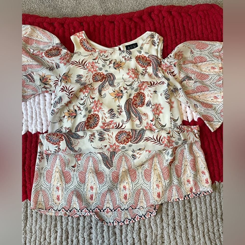 Cream floral knee length dress